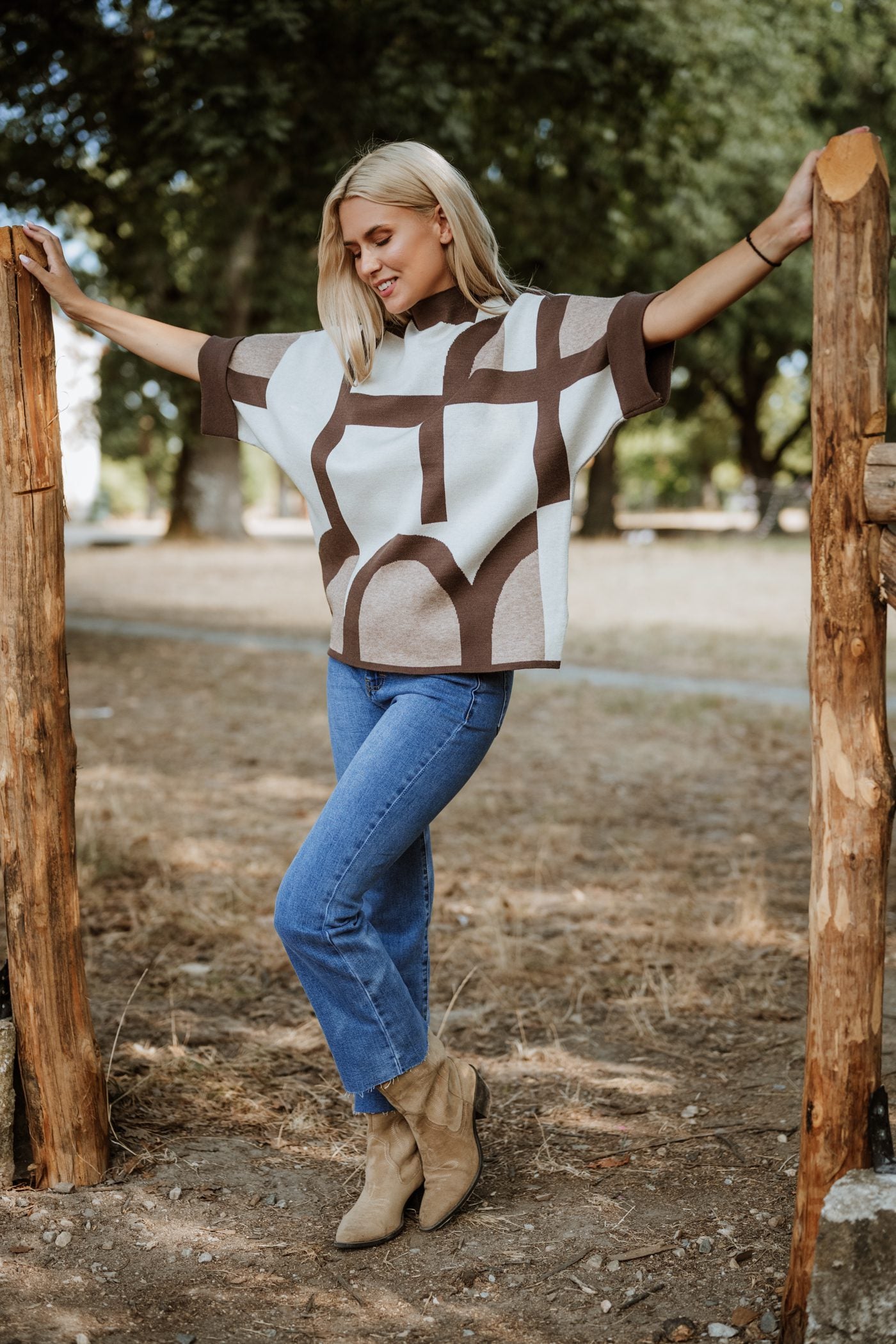 Μπλούζα πλεκτή geometric printed