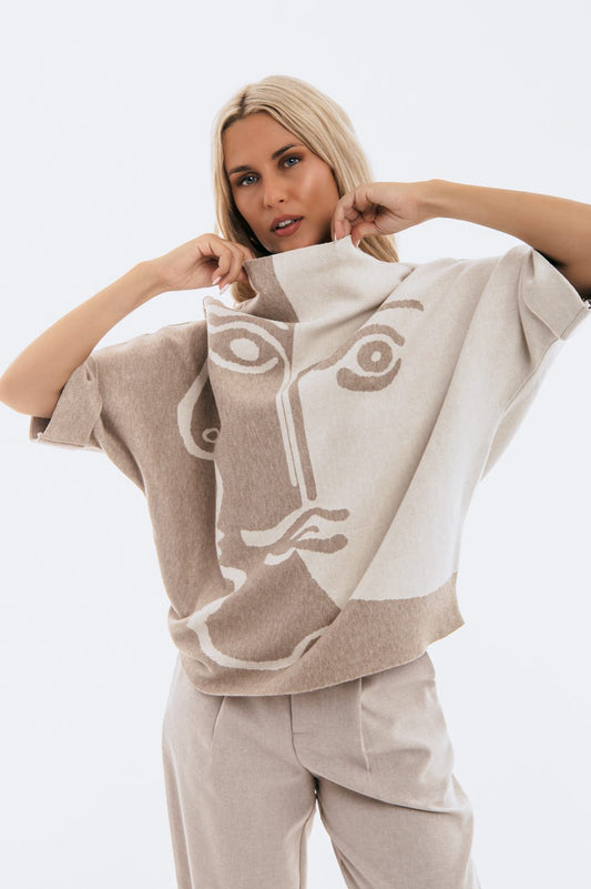 Μπλούζα πλεκτή με prints