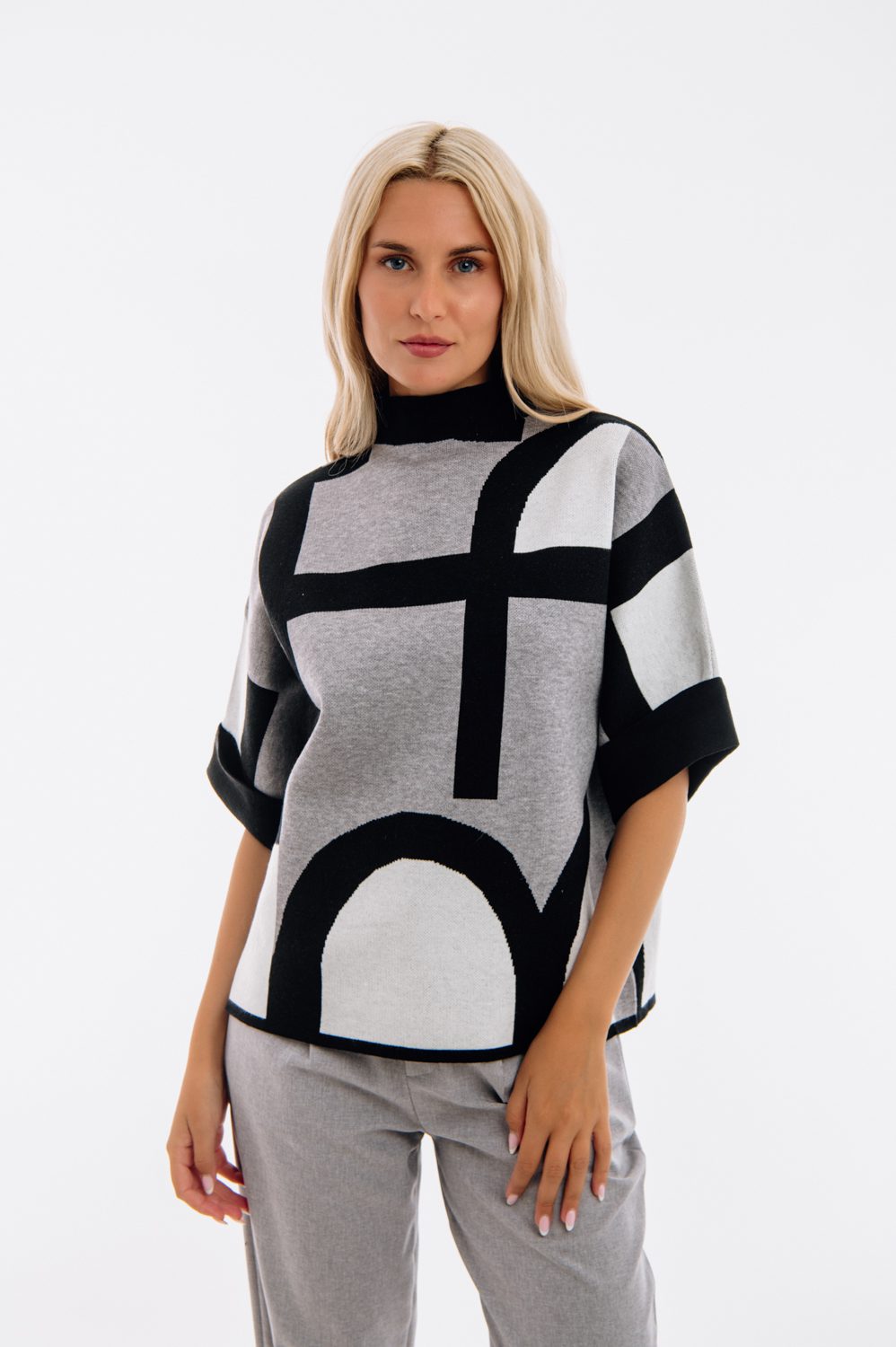 Μπλούζα πλεκτή geometric printed