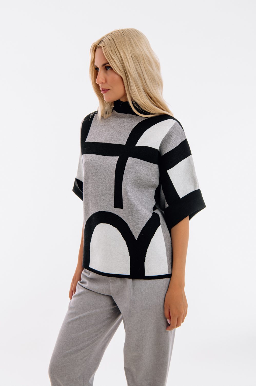 Μπλούζα πλεκτή geometric printed