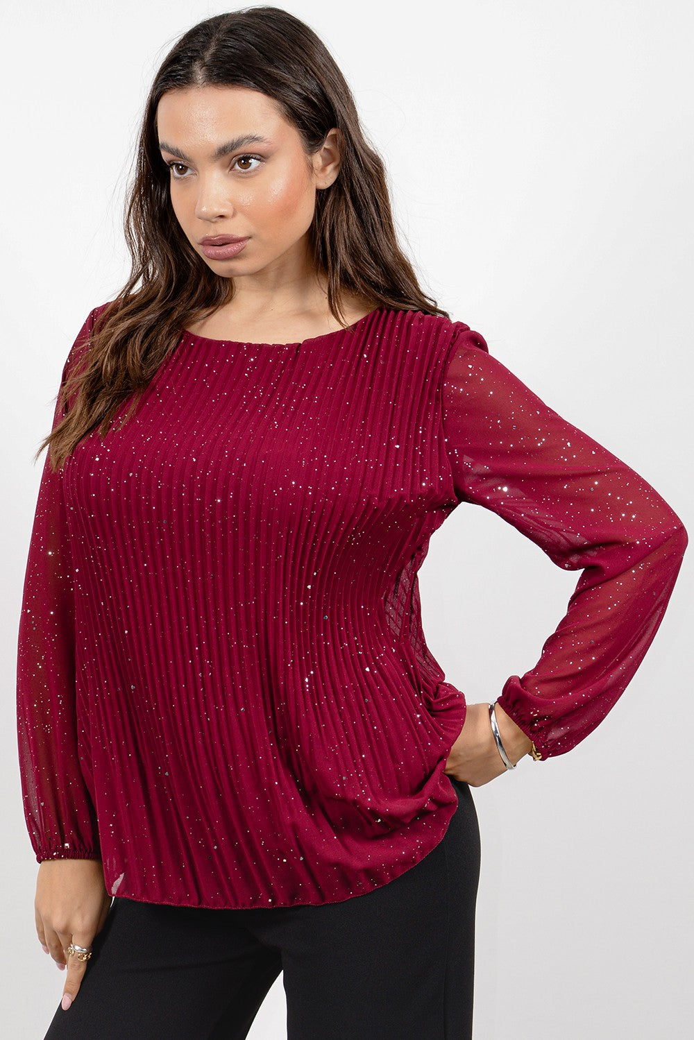 Μπλούζα πλισέ με glitter