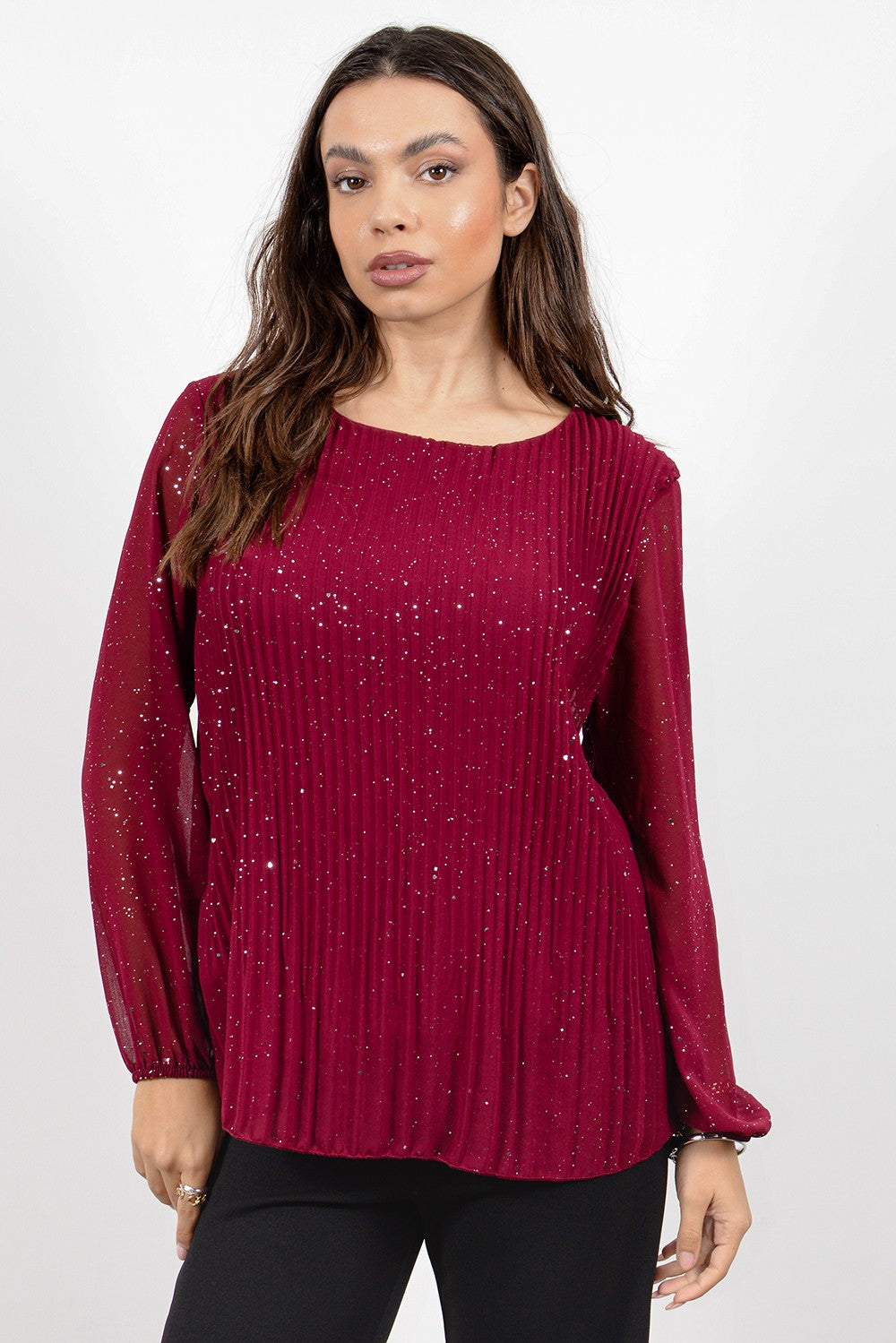 Μπλούζα πλισέ με glitter