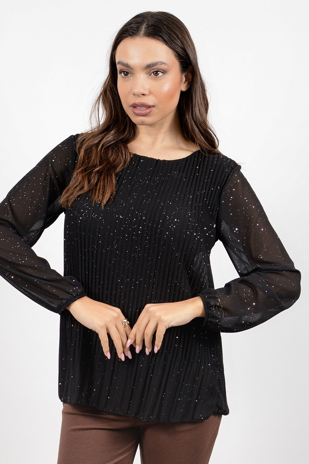 Μπλούζα πλισέ με glitter