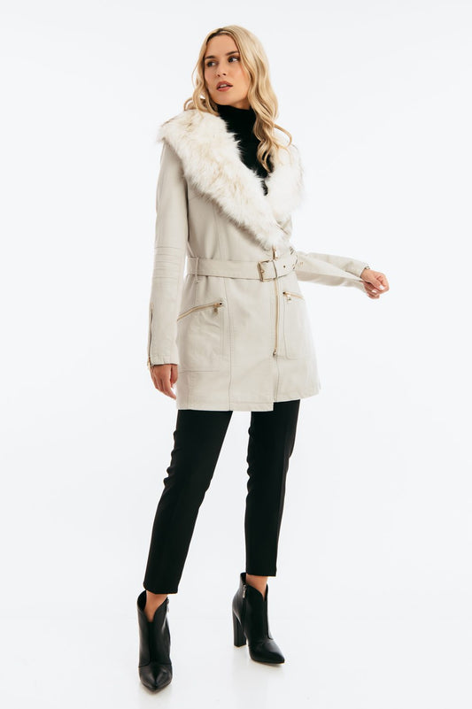 Jacket δερματίνης με οικολογική γούνα