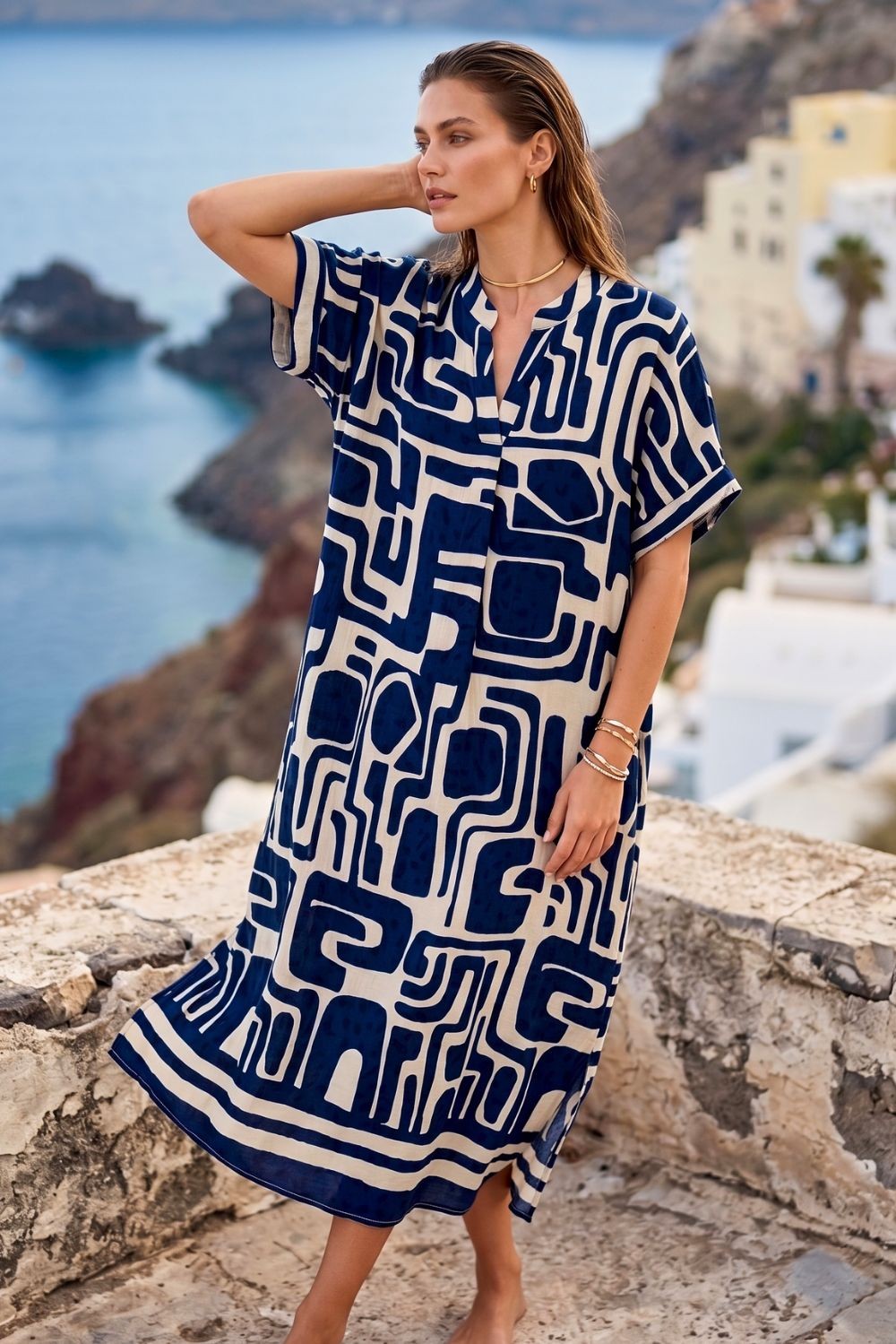 Φόρεμα midi plus size με αποσπώμενη καρφίτσα