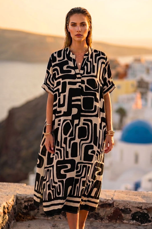 Φόρεμα midi plus size με αποσπώμενη καρφίτσα