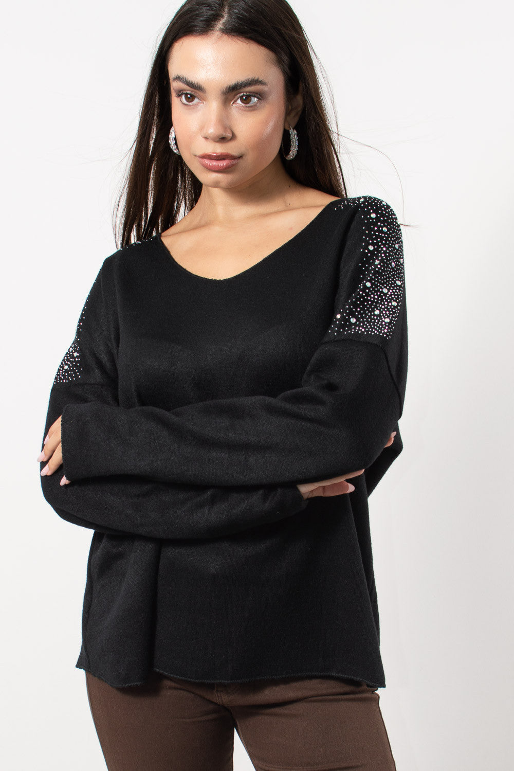 Μπλούζα πλεκτή viscose με strass