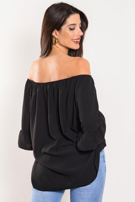 Μπλούζα γκοφρέ έξωμη