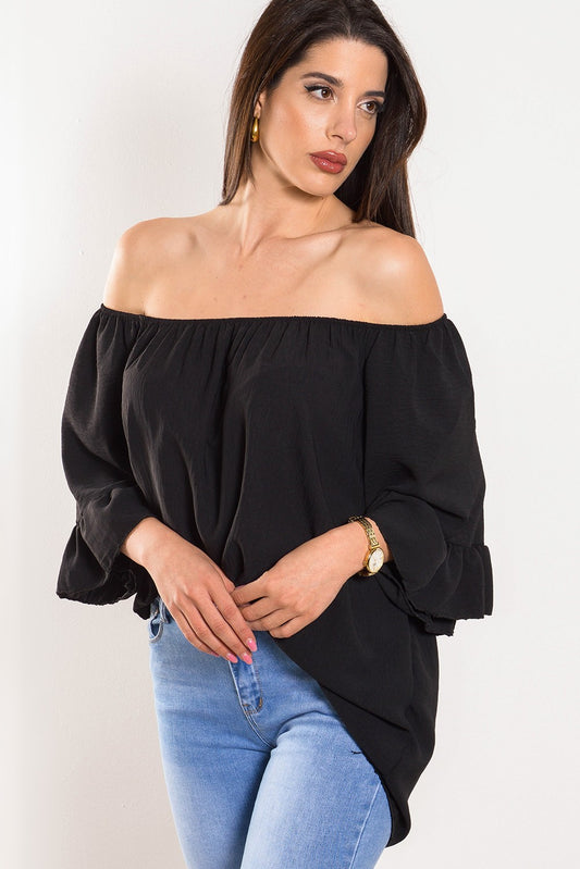 Μπλούζα γκοφρέ έξωμη