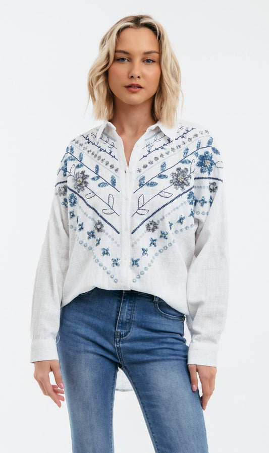 Πουκαμίσα με κέντημα detailed