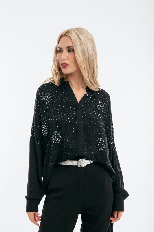 Πουκάμισο oversized με strass