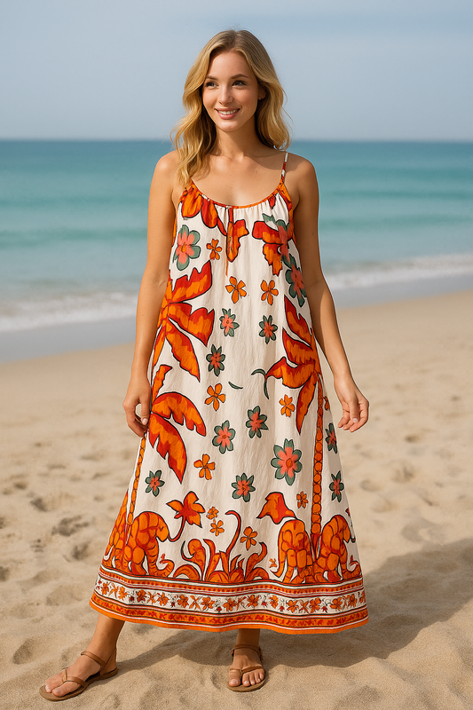 Φόρεμα maxi tropical printed