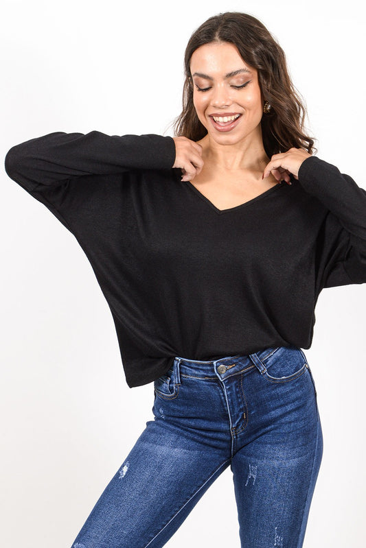 Μπλούζα πλεκτή V λαιμοκοπή