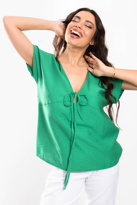 Μπλούζα crepe με δέσιμο μπροστά