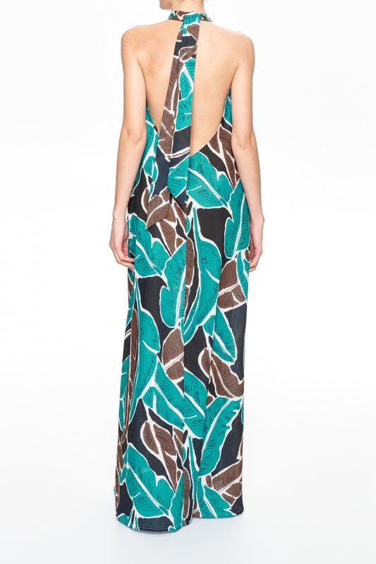 Φόρεμα maxi tropical printed detailed