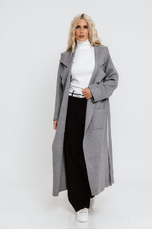 Παλτοζακέτα πλεκτή maxi με πέτα