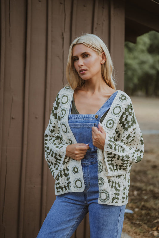 Ζακέτα crochet εμπριμέ