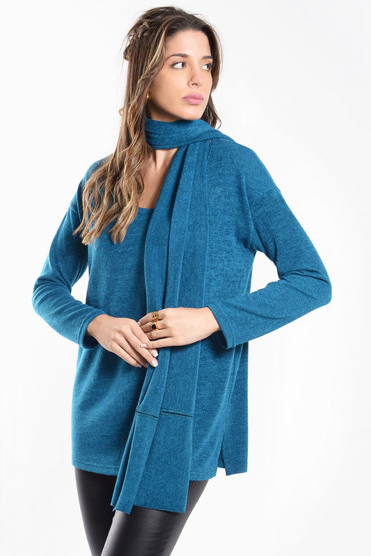 Μπλούζα πλεκτή με κασκόλ