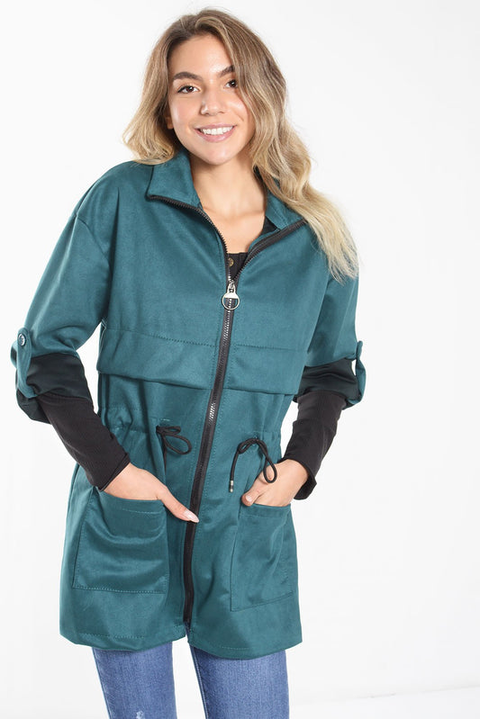 Ζακέτα suede με τούνελ