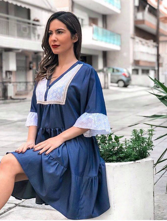 Φόρεμα mini boho denim