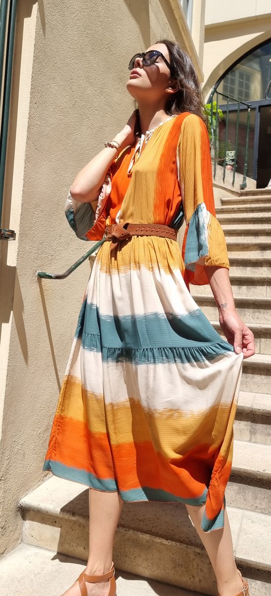 Φόρεμα midi printed multicolor