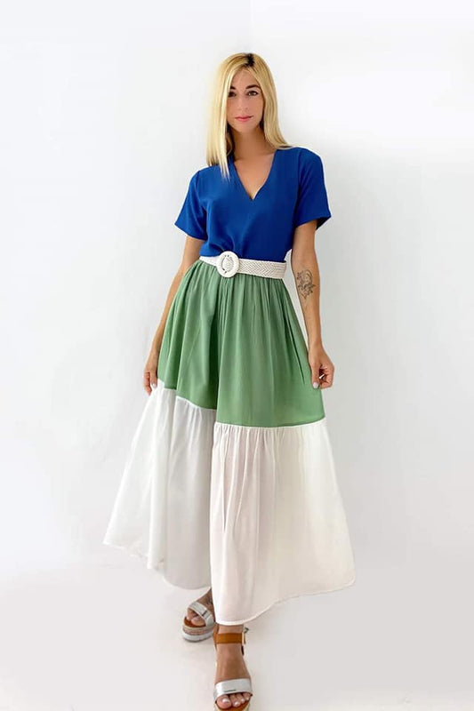 Φόρεμα maxi τρίχρωμο