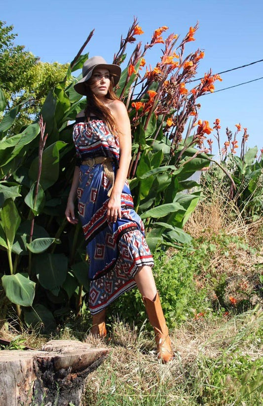 Φόρεμα maxi εμπριμέ