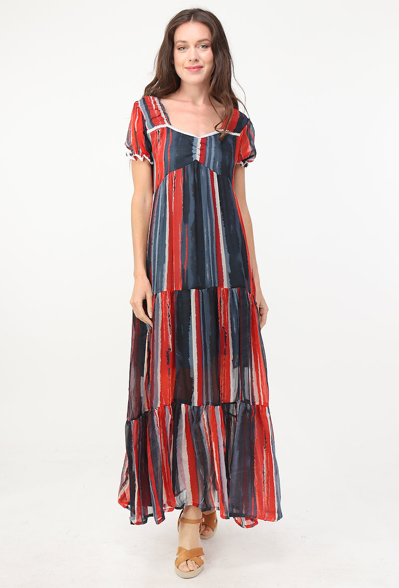Φόρεμα maxi striped multicolor