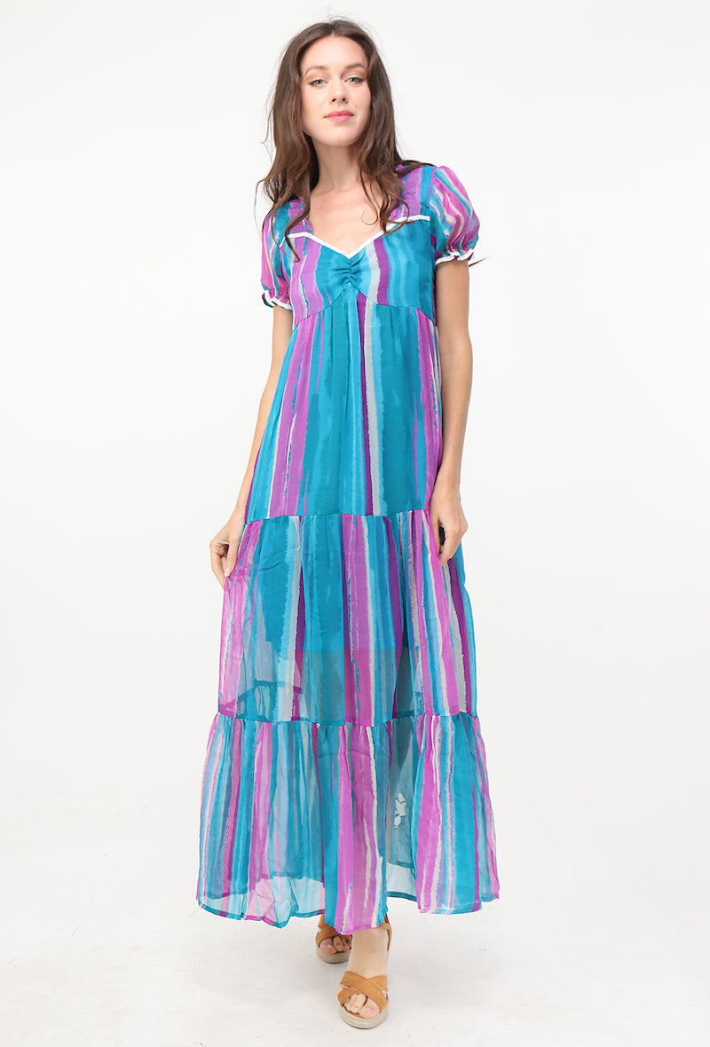 Φόρεμα maxi striped multicolor
