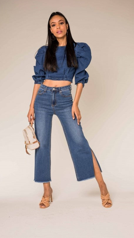 Nina Carter denim cropped pants