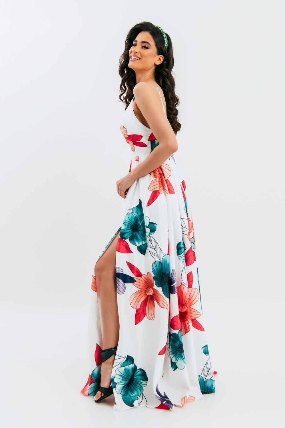 Φόρεμα maxi floral cocktail