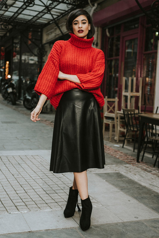 Φούστα από δερματίνη midi