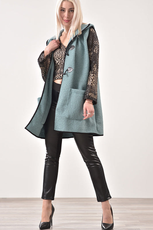 Γιλέκο μπουκλέ με κουκούλα