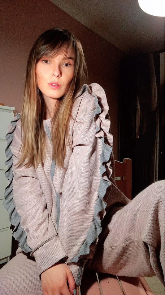 Σετ πλεκτό μπλούζα - παντελόνα