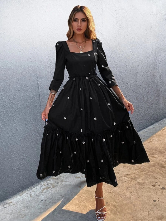 Φόρεμα maxi elegant με κέντημα