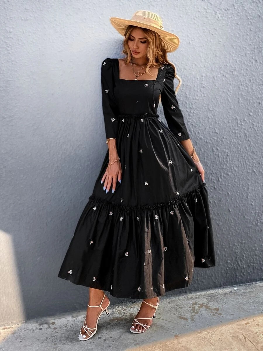Φόρεμα maxi elegant με κέντημα