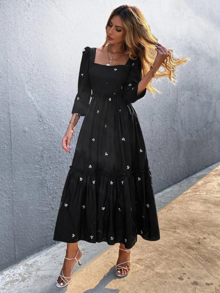 Φόρεμα maxi elegant με κέντημα