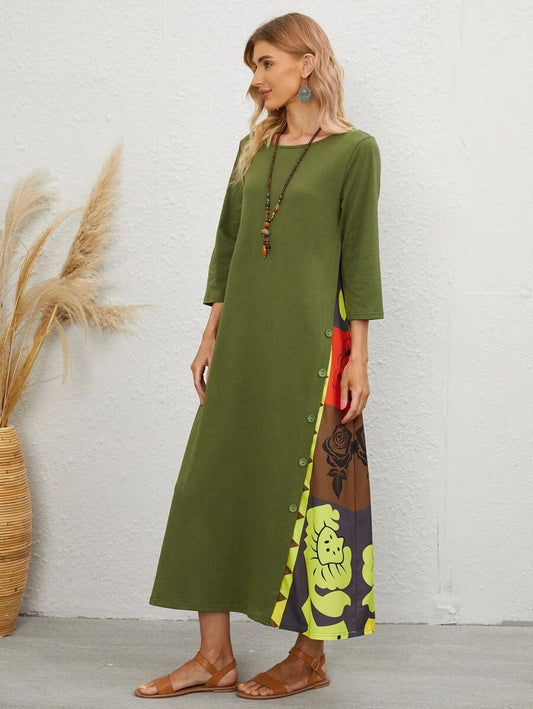 Φόρεμα midi με λεπτομέρεια στα πλάι