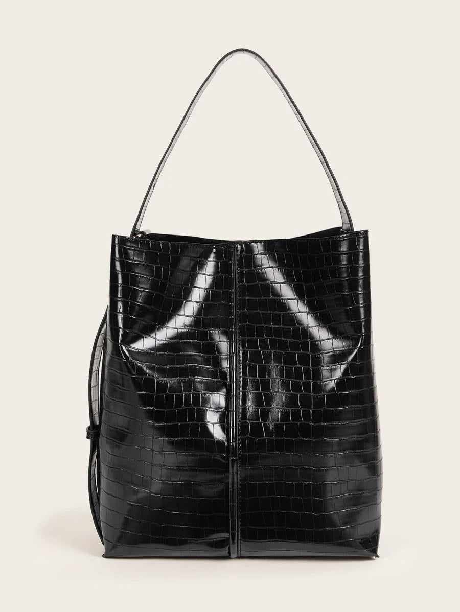 Croco Embossed Bucket Bag