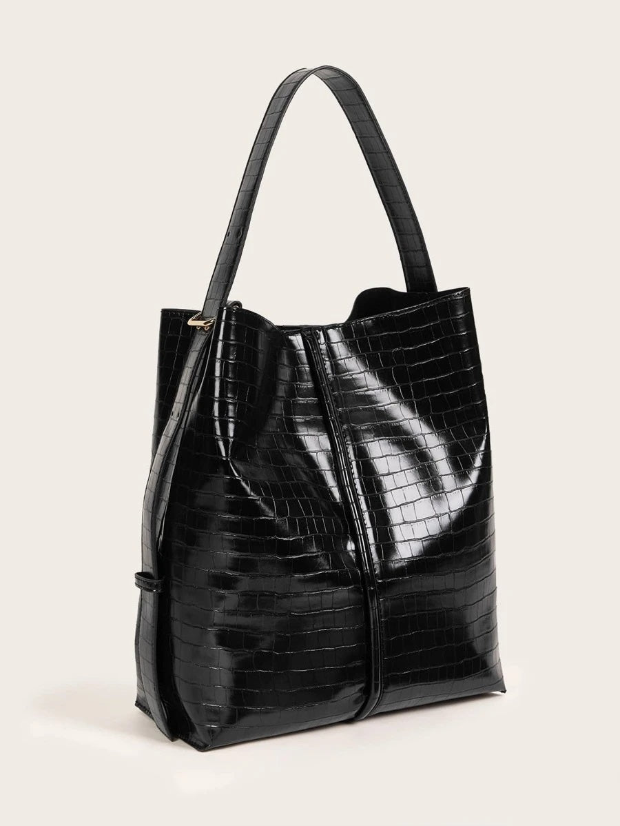 Croco Embossed Bucket Bag