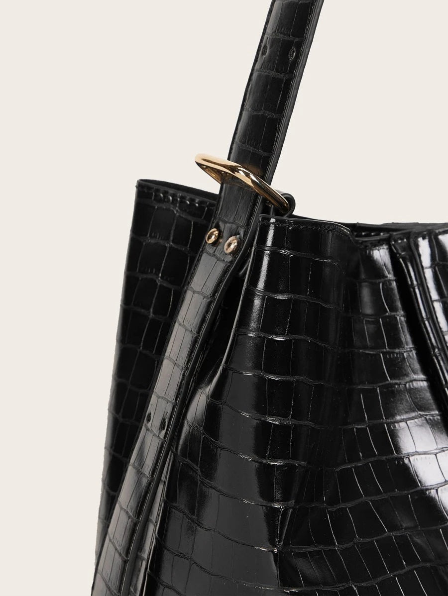 Croco Embossed Bucket Bag