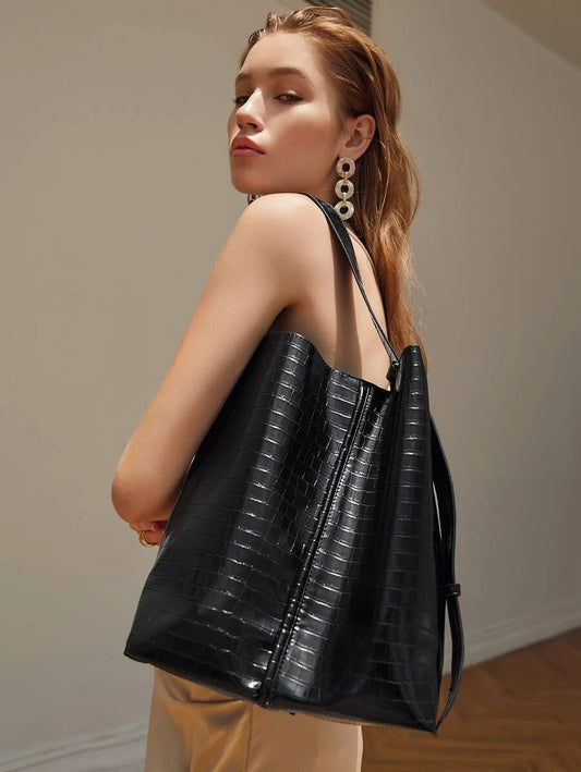 Croco Embossed Bucket Bag