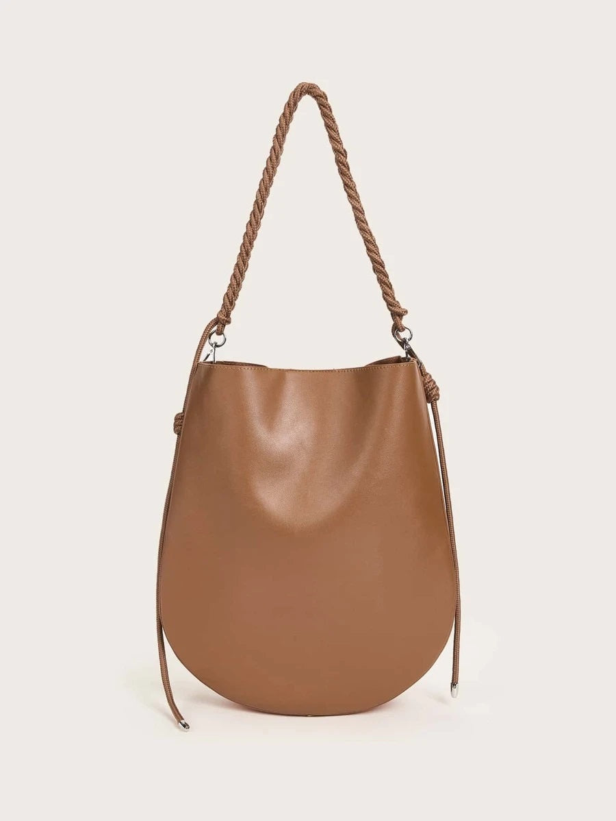 Braided Handle Bucket Bag
