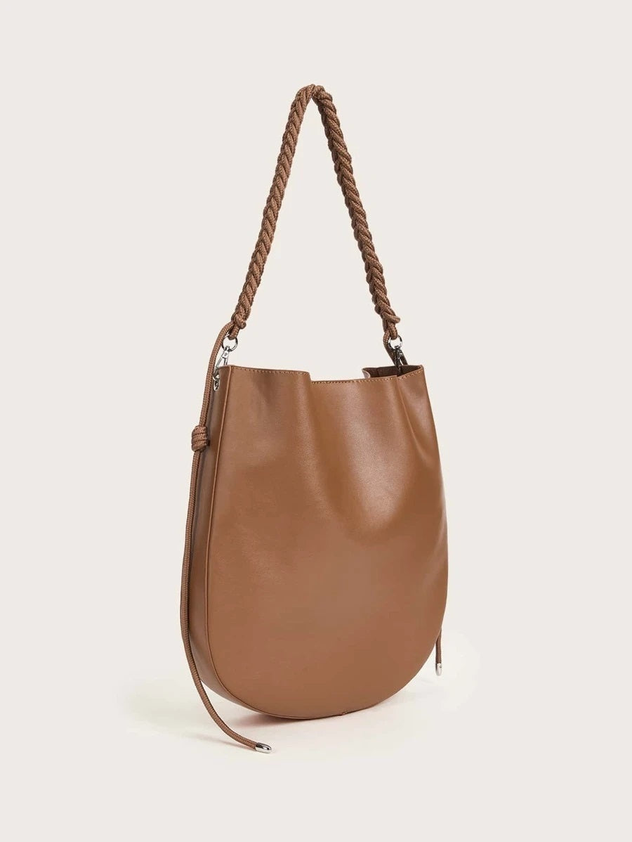 Braided Handle Bucket Bag