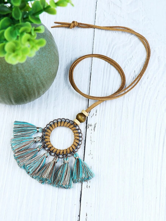 Σετ 3 boho κολιέ από δερματίνη