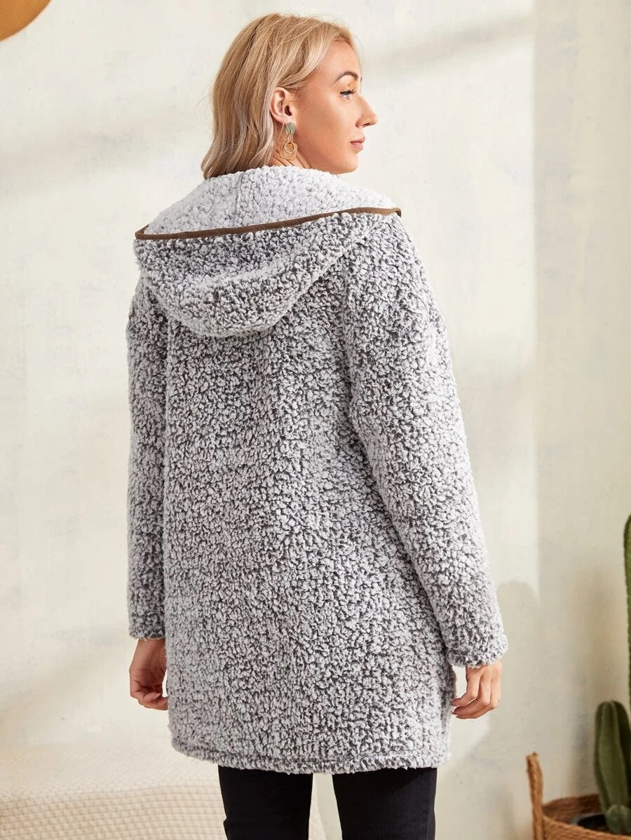 Teddy jacket με κουκούλα