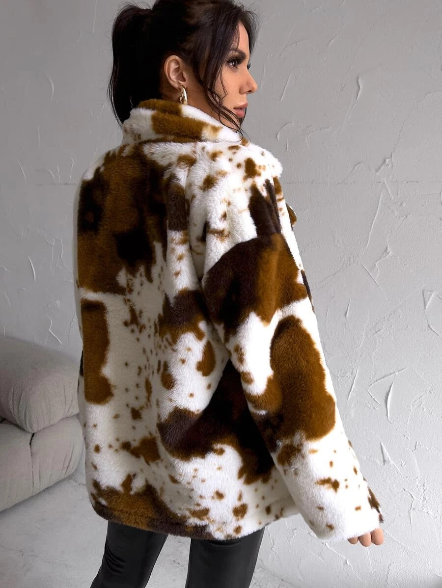 Ζακέτα γούνινη animal printed