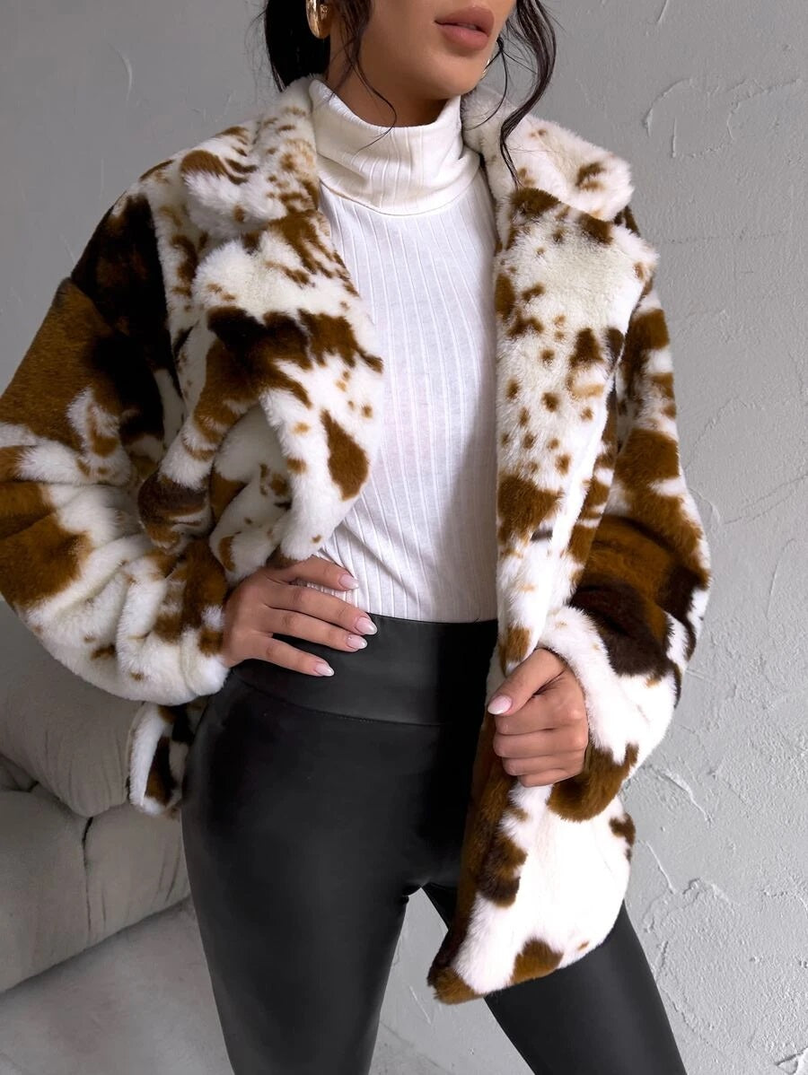 Ζακέτα γούνινη animal printed