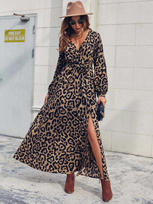 Φόρεμα maxi croise animal printed