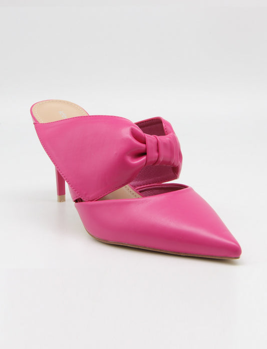 Mules δερματίνης με φιόγκο